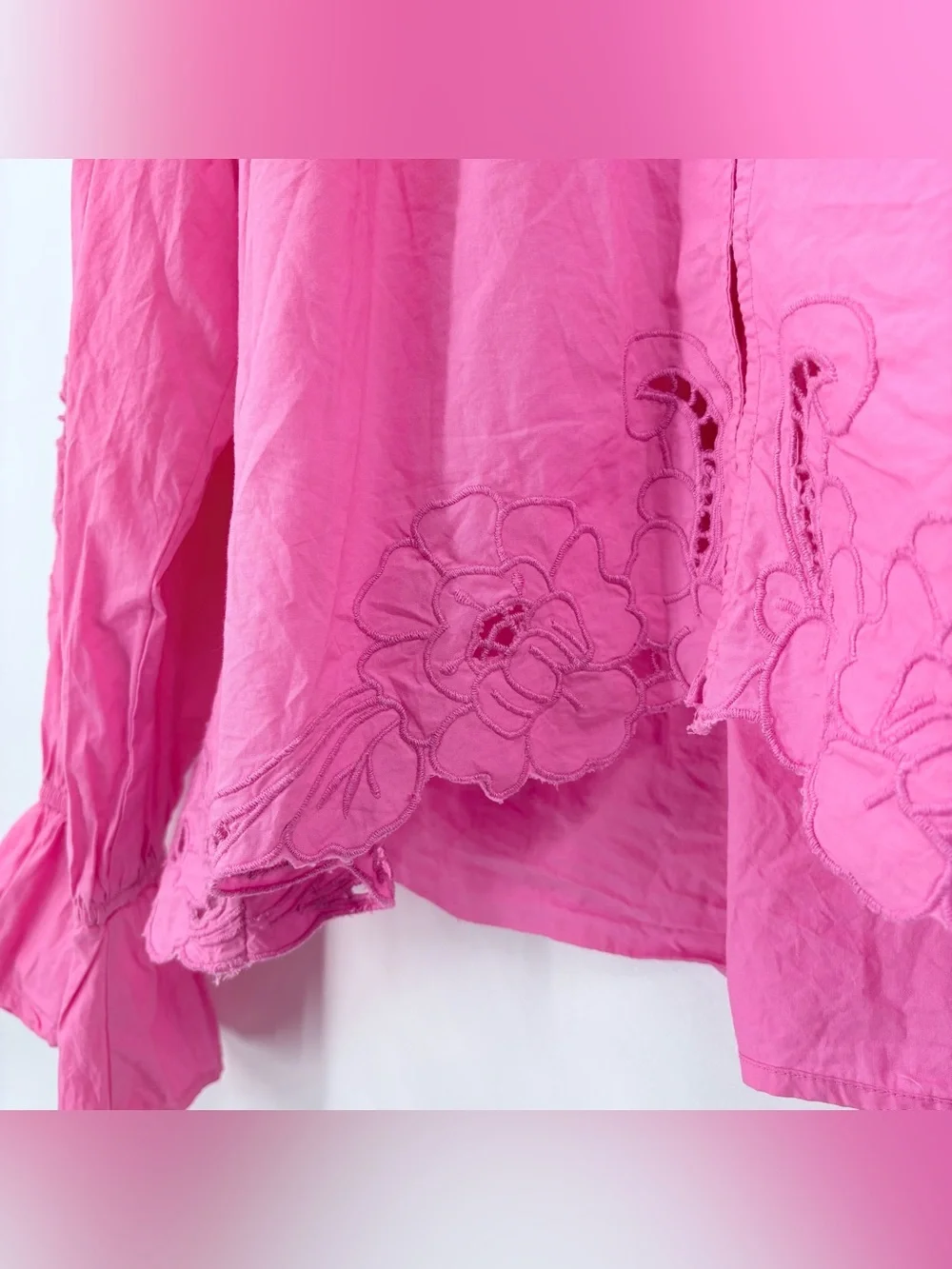 Free People Bubblegum Pink Maisie Cutwork Top